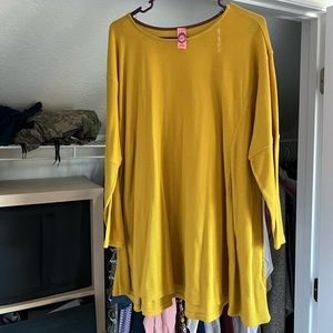 Yellow Long Sleeve Knitted Shirt, XXL